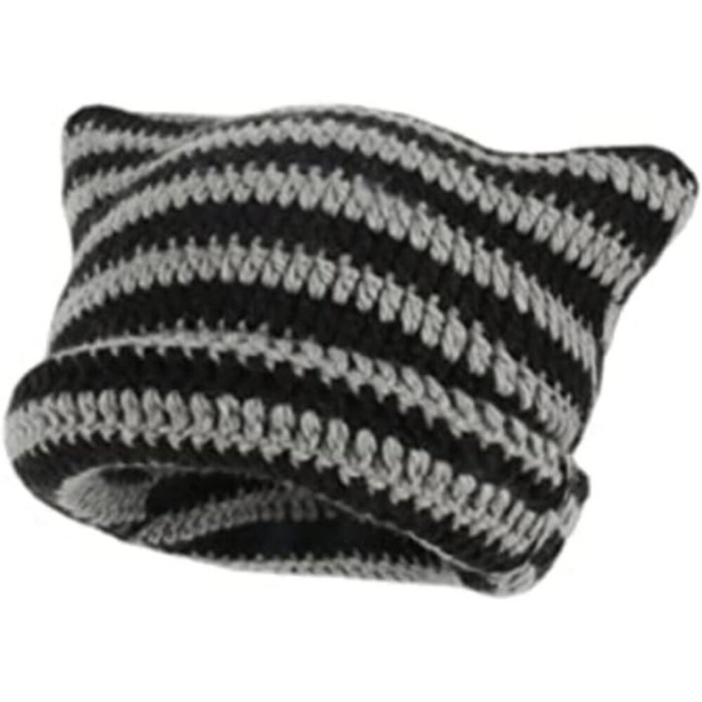 Crochet Hats for Women Cat Beanie Vintage Fox Hat Grunge Slouchy Beanies